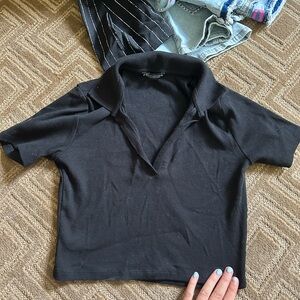 Black Collar Top Zara